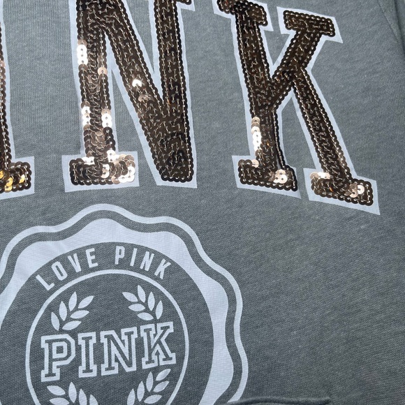 PINK Victoria's Secret Women's Gray Bling Hooded Pullover Sweatshirt - Picture 7 of 12